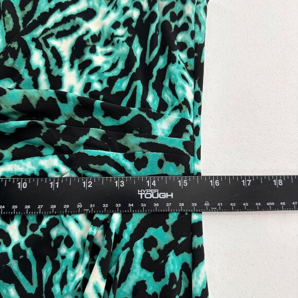Anne Klein Sleeveless Green Black Animal Print Midi Dress Size 10 Jungle Leopard - Picture 7 of 8